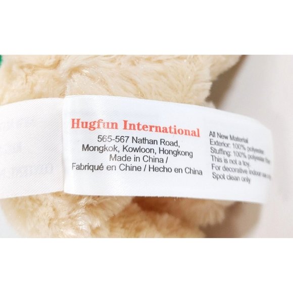 Hugfun Christmas Dog Plush Ornament Beige w/Green Red Hat Scarf 6" - Picture 4 of 4